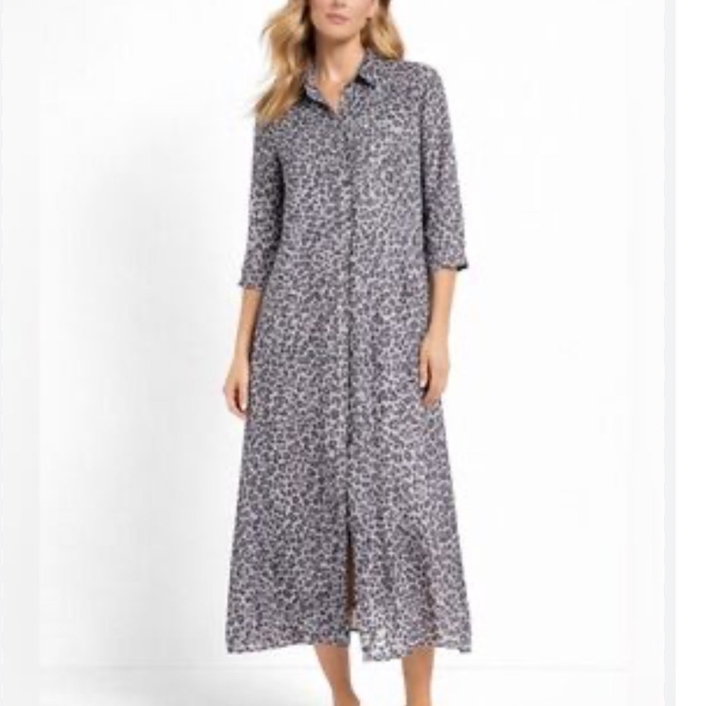 J.McLaughlin Silk‎ Blend Leopard Print Midi Shirt Dress Size XS